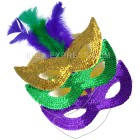 Mardi Gras Mask w/ Feathers