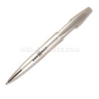 Silver ballpoint pen with plunger action clip