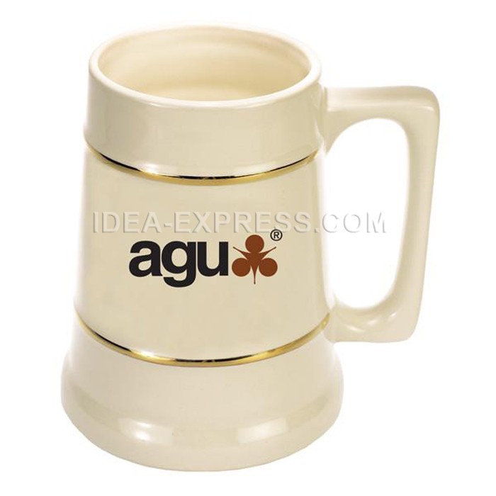 28 oz. Ceramic Stein with Gold Bands