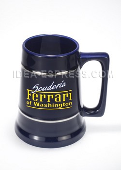 24 oz. Natural Ceramic Stein With Gold Bands